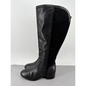 Marc Fisher Womens Riyea Tall Shaft Leather Boots Size 6.5 M Black Wide Calf